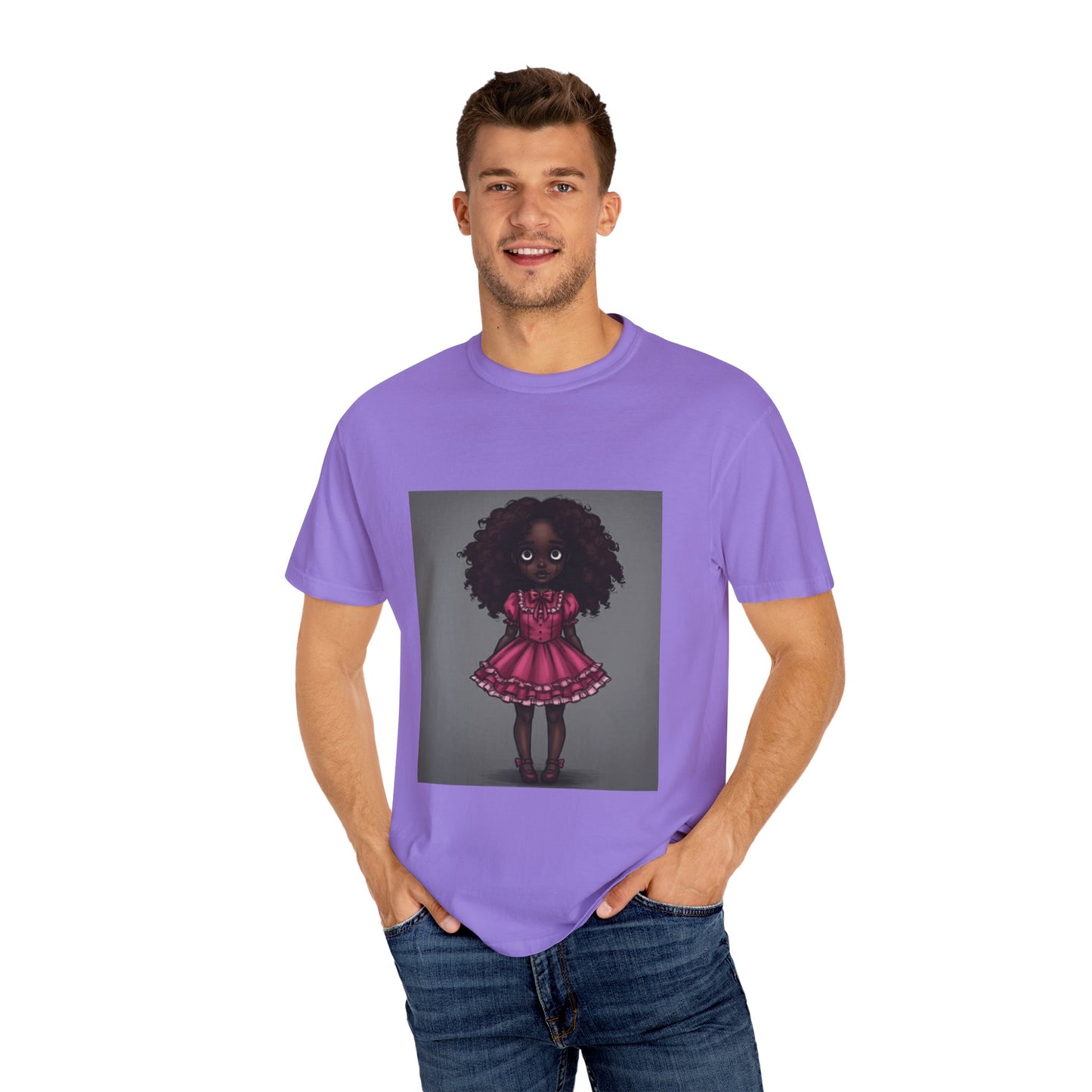 Whimsical Doll Graphic T-shirt, Cute Fashion Tee, Unisex Casual Wear, Gift for Teen Girls, Artistic Apparel, Birthday Present