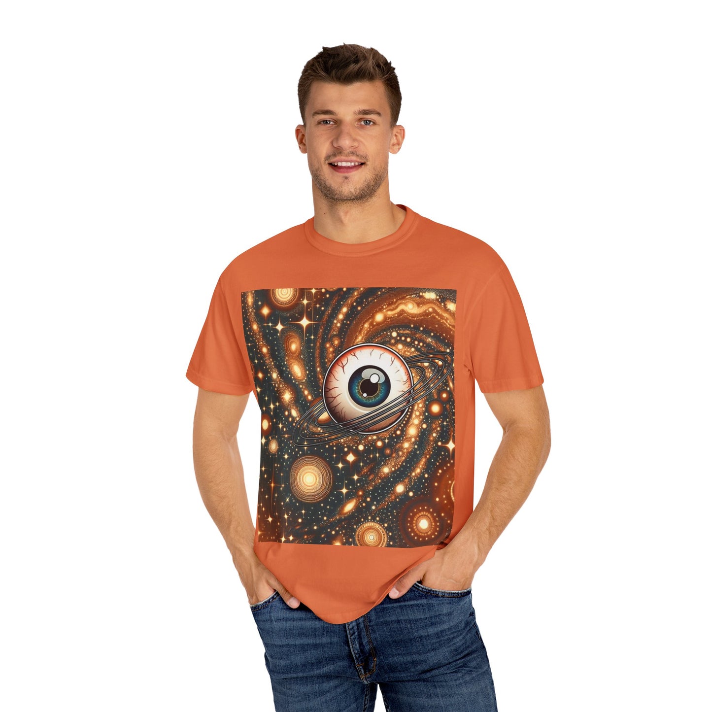 Cosmic Eye T-Shirt, Unisex Garment-Dyed Tee, Galaxy Print Shirt, Artistic Space Apparel, Unique Gift for Space Lovers