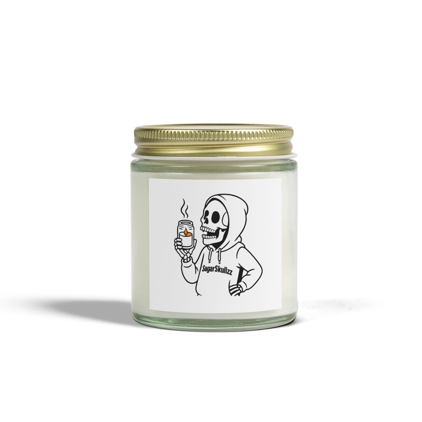Coconut Apricot Scented Candle, Skull Design, Home Decor, Gift for Her, Halloween Candle
