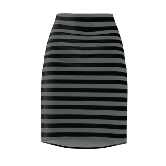 Chic Women's Pencil Skirt, Stylish Skirt for Office, AOP Striped Skirt, Casual Wear, Gift for Her, Modern Outfit