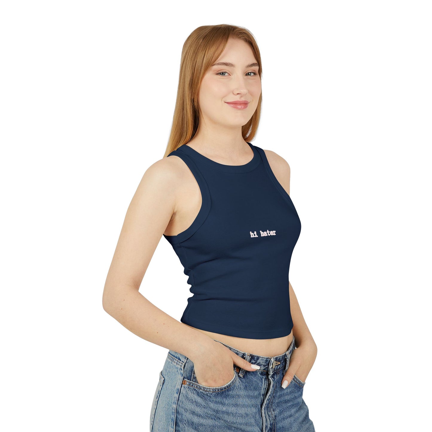 Women's Micro Rib Racer Tank Top - "Hi Hater" & "Bye Hater"