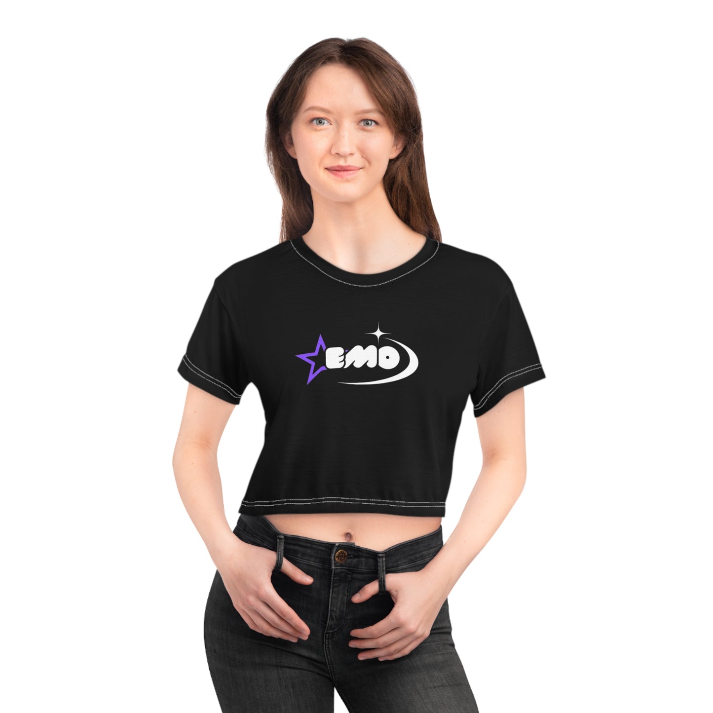 Emo Star Crop Tee, Trendy Crop Top, Edgy Women’s Apparel, Casual Streetwear, Gift for Emo Fans, Perfect for Concerts