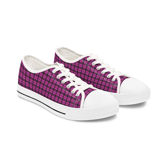 Vibrant Plaid Women's Low Top Sneakers | Trendy Casual Footwear, Stylish Sneakers, Everyday Comfort, Summer Style, Gift Idea