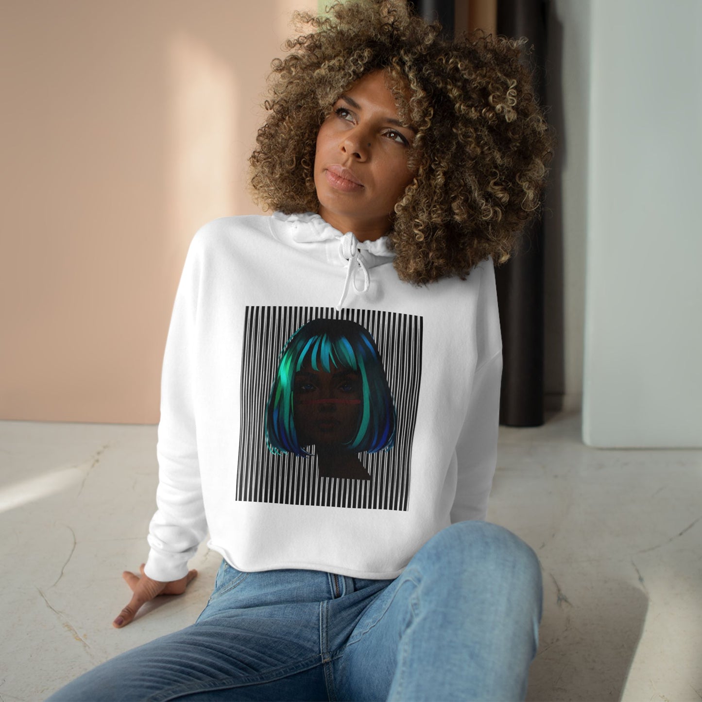 Vibrant Crop Hoodie with Artistic Design, Trendy Streetwear, Perfect for Casual Outings, Gifts for Her, Fashion-Forward Style