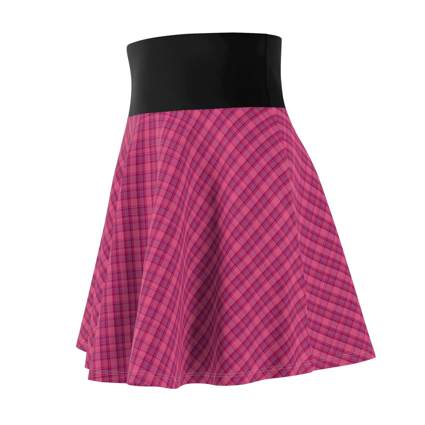 Pink Plaid Women&#039;s Skater Skirt - Stylish & Comfortable for Everyday Wear