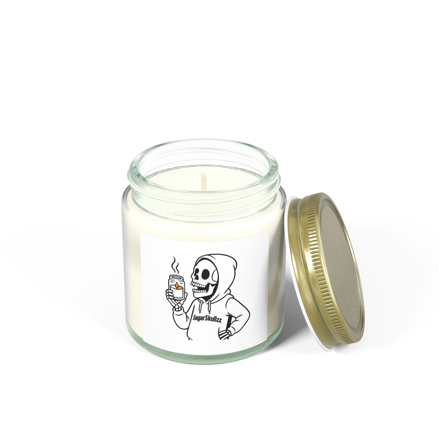 Coconut Apricot Scented Candle, Skull Design, Home Decor, Gift for Her, Halloween Candle