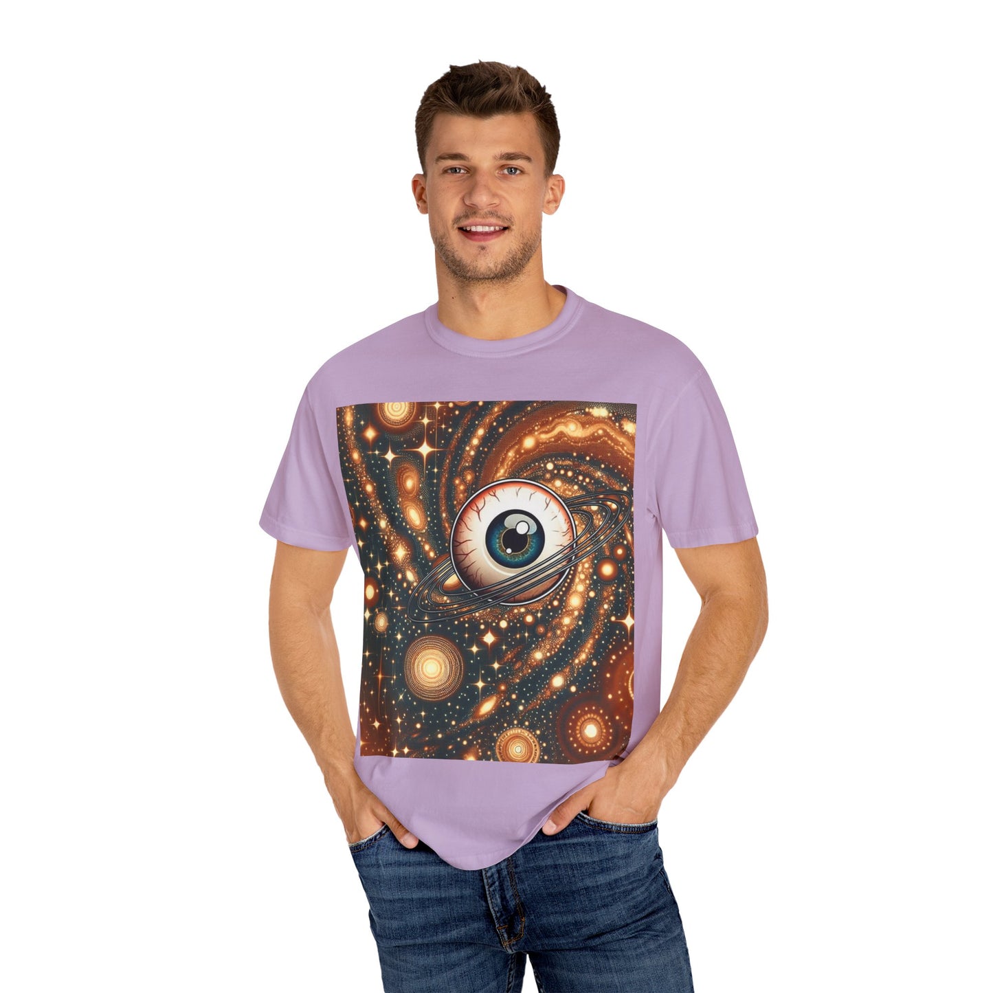 Cosmic Eye T-Shirt, Unisex Garment-Dyed Tee, Galaxy Print Shirt, Artistic Space Apparel, Unique Gift for Space Lovers