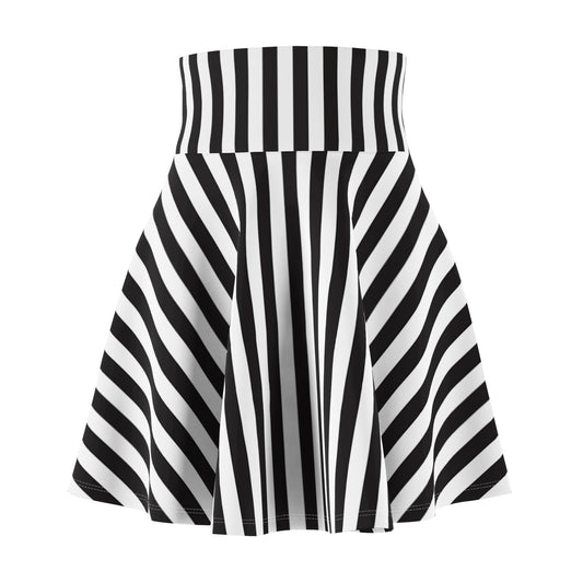 Stylish Black and White Striped Women's Skater Skirt, Casual Skirt, Spring Fashion, Everyday Wear, Party Outfit, Festival Skirt