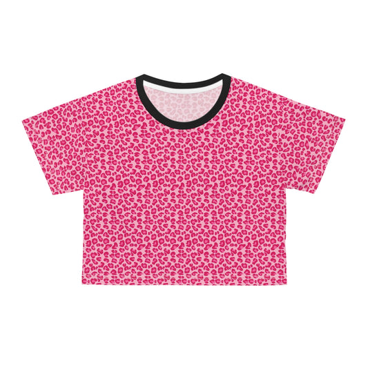 Fierce Pink Leopard Print Crop Tee | Trendy Summer Top, Casual Fashion Statement, Gift for Her, Festival Outfit, Lounge Wear