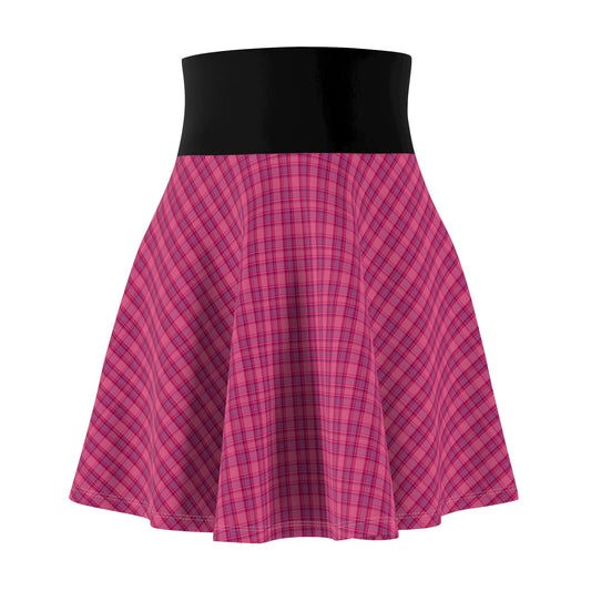 Pink Plaid Women&#039;s Skater Skirt - Stylish & Comfortable for Everyday Wear