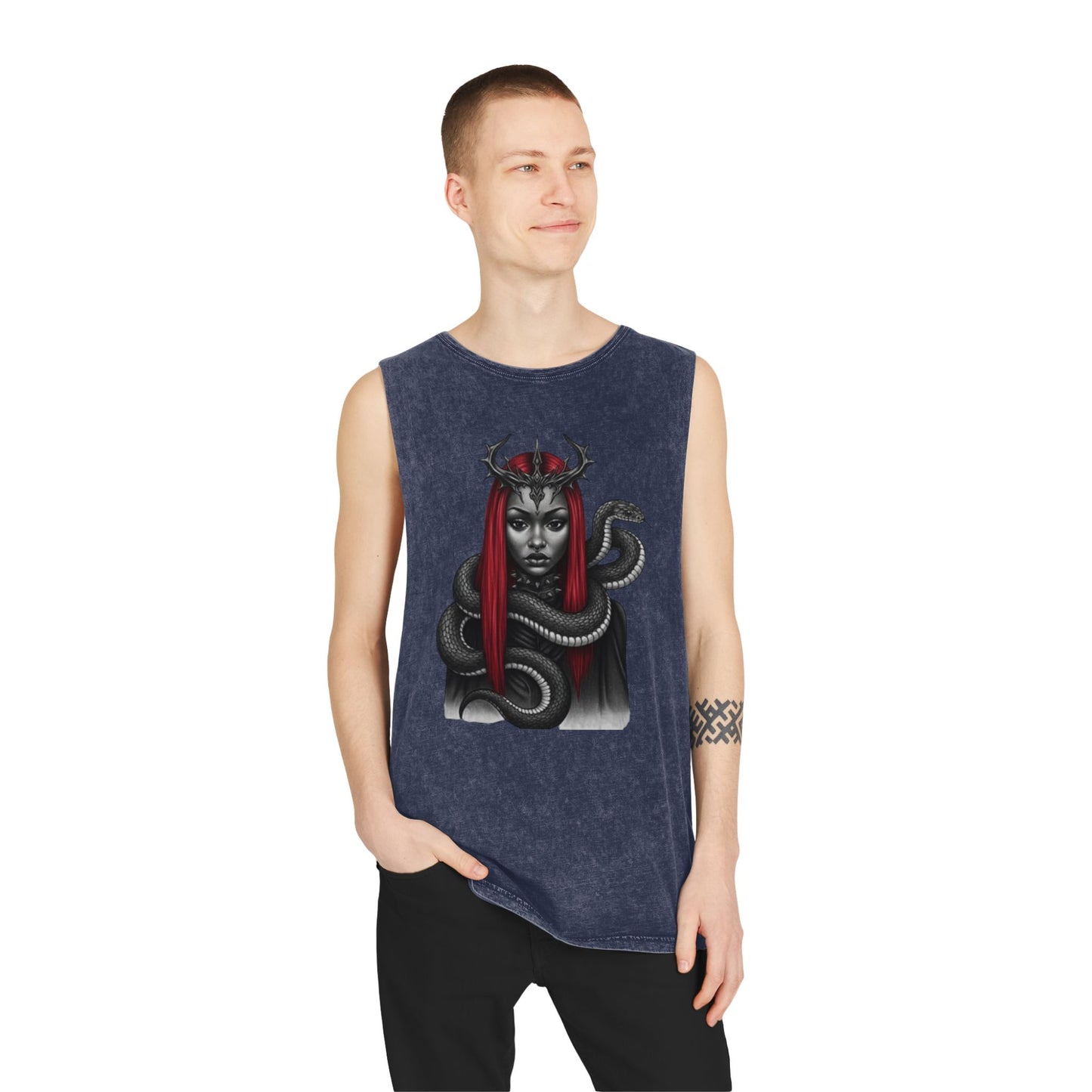 Dramatic Unisex Tank Top with Serpent Design | Edgy Summer Wear, Festival Outfit, Street Style Top, Boho Aesthetic